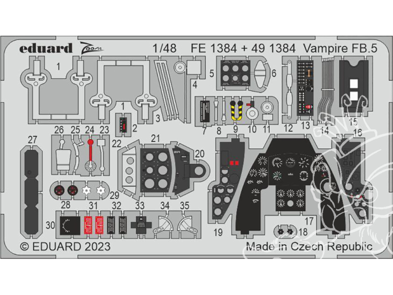 EDUARD photodecoupe avion 491384 Amélioration Vampire FB.5 Airfix 1/48