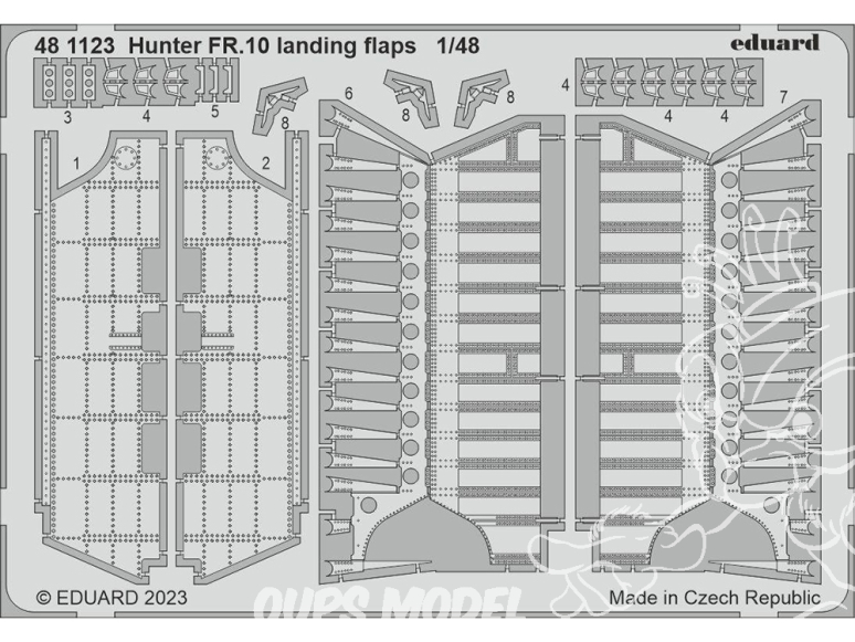 EDUARD photodecoupe avion 481123 Volets d'atterrissage Hunter FR.10 Airfix 1/48