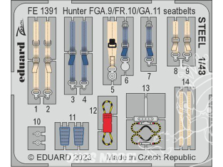 EDUARD photodecoupe avion FE1391 Harnais métal Hunter FGA.9 / FR.10 / GA.11 Airfix 1/48