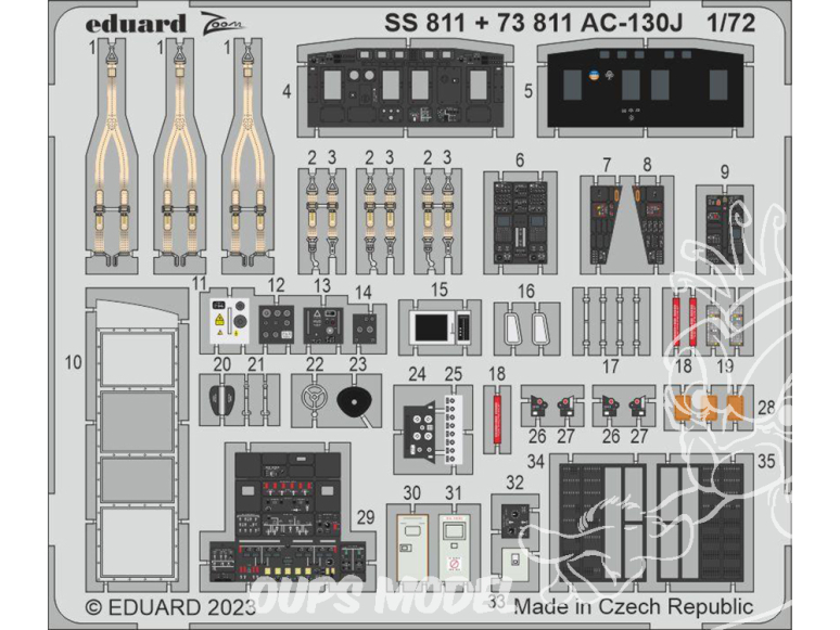 Eduard photodecoupe avion SS811 Zoom intérieur AC-130J Zvezda 1/72