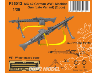 Special Hobby 3D Print militaire P35013 Mitrailleuse allemande MG 42 de la Seconde Guerre mondiale (variante tardive) 1/35