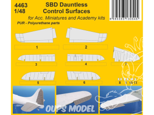 CMK kit resine 4463 SBD Dauntless Surfaces de contrôle pour Acc. Miniatures et kits Académy Italeri et Eduard 1/48