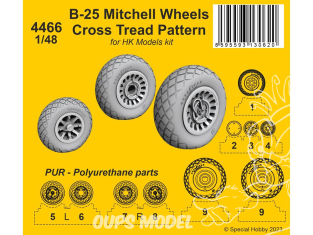 CMK kit resine 4466 Roues Mitchell B-25 motif de bande de roulement croisé pour kit HK 1/48