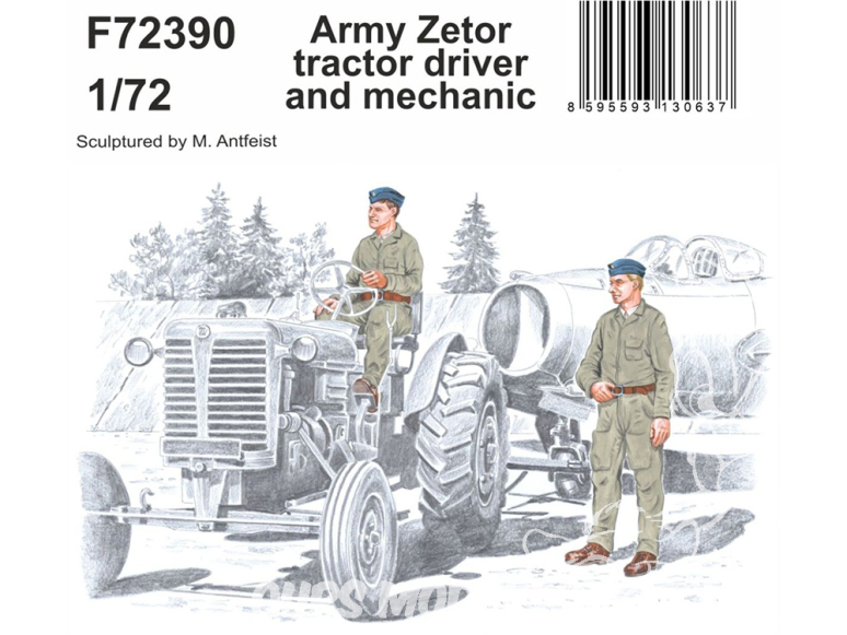 CMK Personnage resine F72390 Conducteur et mécanicien de tracteur Zetor de l'armée 1/72