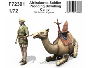 CMK Personnage resine F72391 Un soldat de l’Afrikakorps pousse un chameau réticent Imprimé en 3D 1/72