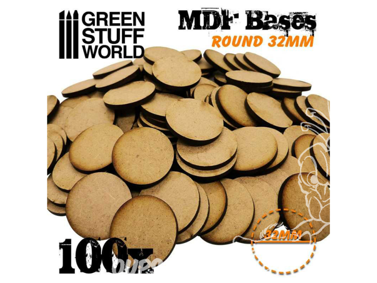 Green Stuff 505511 Socles ROND 32 mm en MDF (Pack x100)