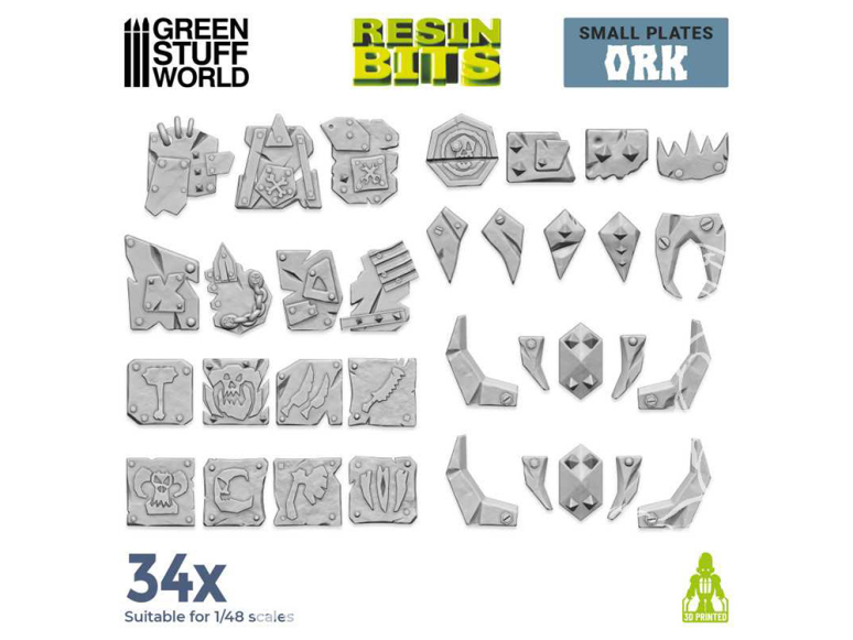 Green Stuff 518060 Set imprimé en 3D Plaques d'orcs Petites 1/48