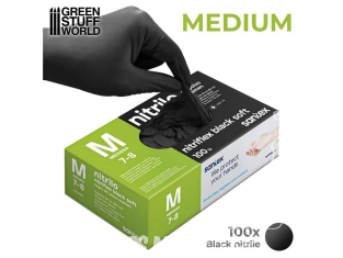 Green Stuff GD20NC Gants en Nitrile Noir Moyen 7-8