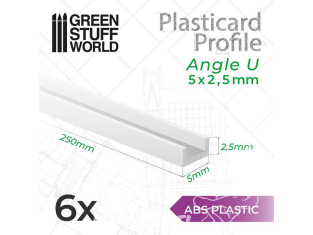 Green Stuff 517797 Plasticard PROFILÉ-U - 5x2.5mm