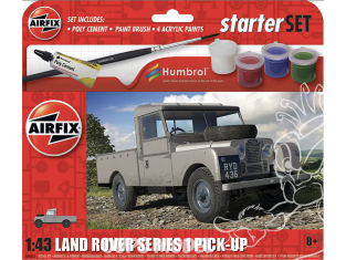 Airfix maquette starter set A55012 Starter Set Land Rover Series 1 Pick-Up inclus peintures principale colle et pinceau 1/43