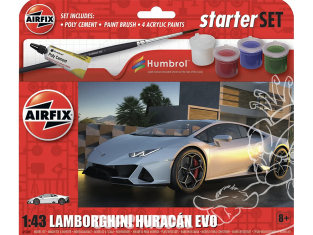 Airfix maquette starter set A55007 Starter Set Lamborghini Huracán EVO inclus peintures principale colle et pinceau 1/43