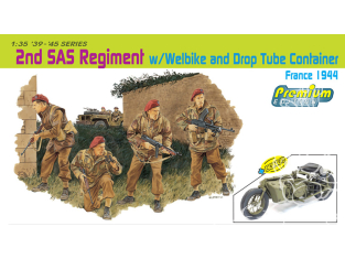 DRAGON maquette militaire 6586 2e Régiment SAS avec Welbike et conteneur Drop Tube (France 1944) 1/35