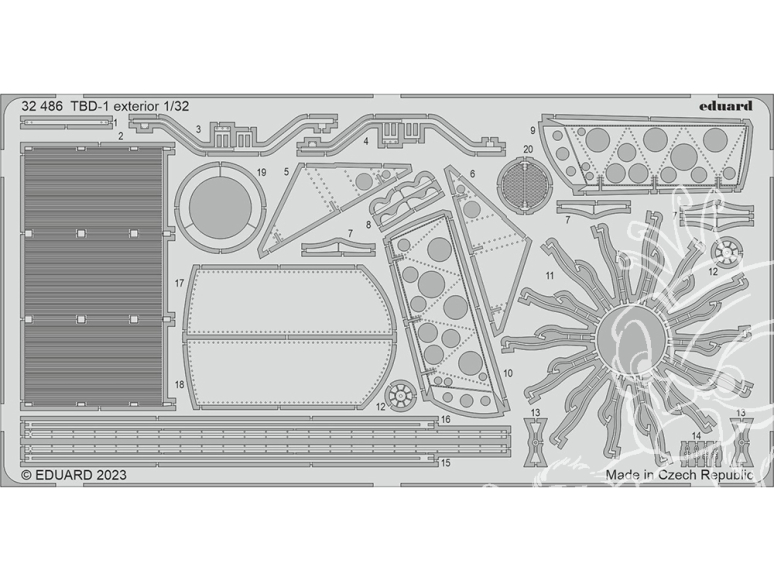 Eduard photodécoupe avion 32486 Extérieur TBD-1 Trumpeter 1/32