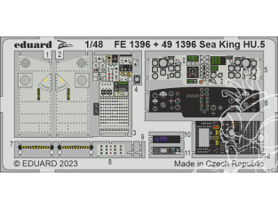 EDUARD photodecoupe hélicoptère 491396 Amélioration Sea King HU.5 Airfix 1/48