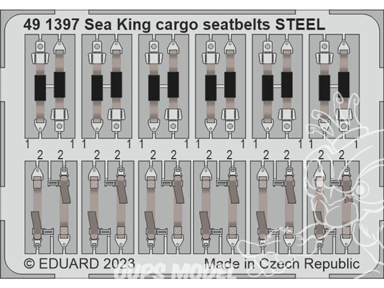 EDUARD photodecoupe hélicoptère 491397 Harnais métal cargo Sea King HU.5 Airfix 1/48