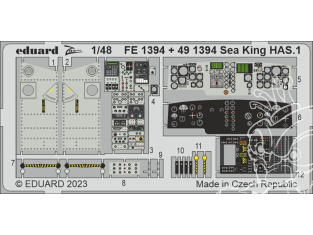 EDUARD photodecoupe hélicoptère FE1394 Zoom amélioration Sea King HAS.1 Airfix 1/48