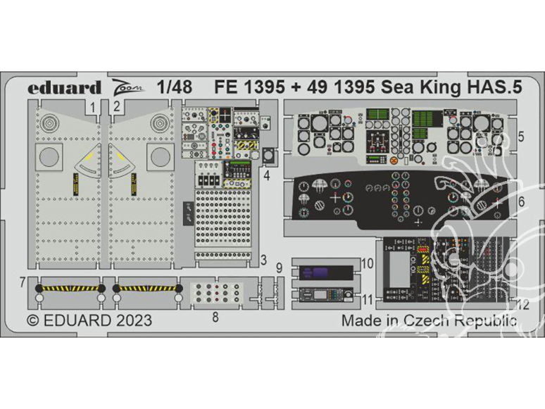 EDUARD photodecoupe hélicoptère FE1395 Zoom amélioration Sea King HAS.5 Airfix 1/48