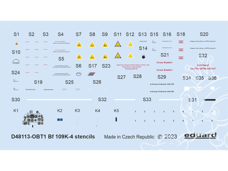 Eduard Decalques avion D48113 Marquages / Stencils Messerschmitt Bf 109K-4 Eduard 1/48