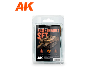 Ak interactive Pigments AK14031 SET ROUILLE et ECHAPPEMENT PIGMENT LIQUIDE ÉMAIL 3X35ml
