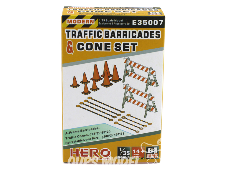 Hero Hobby Kits maquette accessoires E35007 Set barricades et cônes de trafic 1/35