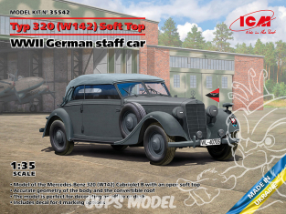 Icm maquette militaire 35542 Type 320 (W142) Soft Top Voiture d'état-major allemande WWII 1/35