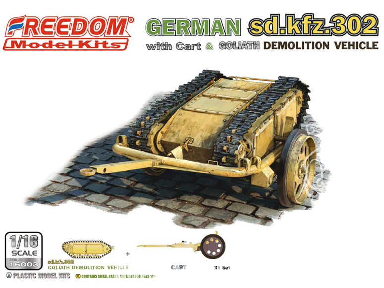 Freedom maquette militaire 16002 Goliath avec chariot Sd.Kfz.302 Allemand 1/16