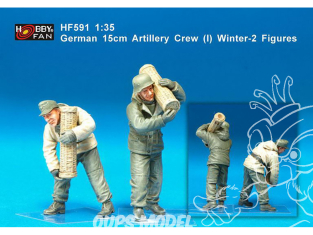 Hobby Fan kit personnages HF591 ÉQUIPAGE D'ARTILLERIE ALLEMAND 15cm (I) HIVER WWII 2 FIGURINES 1/35