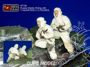 Hobby Fan kit personnages HF706 INFANTERIE RUSSE SUR UN T-34 (HIVER) II WWII 2 FIGURINES 1/35