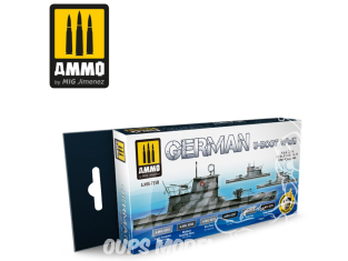 MIG peinture 7258 Set peintures U-Boot Allemands WWII 6 x 17ml