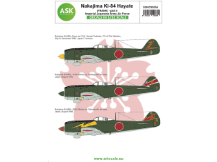 ASK Art Scale Kit Décalcomanies D32056 Nakajima Ki-84 Hayate (Frank) Partie 6 - Imperial Japanse Army Air Force 1/32