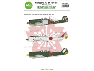 ASK Art Scale Kit Décalcomanies D32059 Nakajima Ki-84 Hayate (Frank) Partie 5 - Imperial Japanse Army Air Force 1/32
