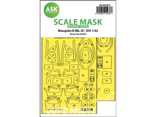 ASK Art Scale Kit Mask M32074 Mosquito Mk.IX / XVI Hk Models Recto Verso 1/32
