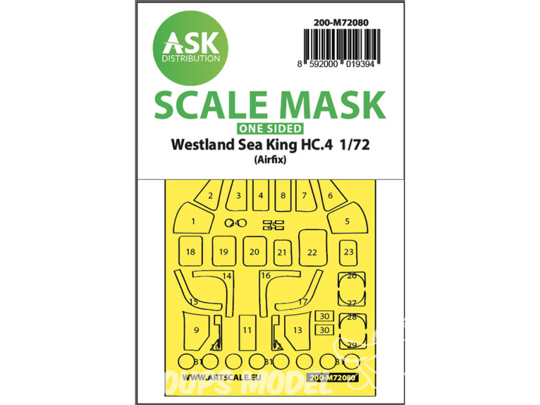 ASK Art Scale Kit Mask M72080 Westland Sea King HC.4 Airfix Recto 1/72