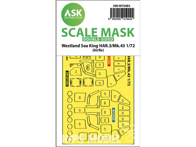 ASK Art Scale Kit Mask M72083 Westland Sea King HAR.3 / Mk.43 Airfix Recto Verso 1/72