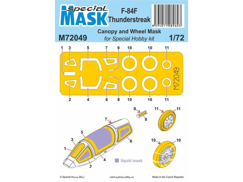 Special Hobby Masque avion M72049 Pour Spitfire F-84F Thunderstreak kit Special Hobby 1/72