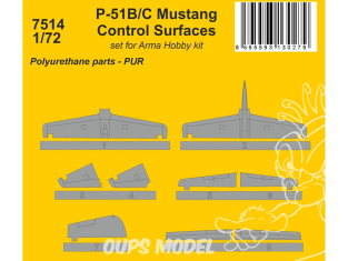 Cmk kit resine 7514 Surfaces de contrôle du P-51B/C Mustang pour kits Arma Hobby 1/72