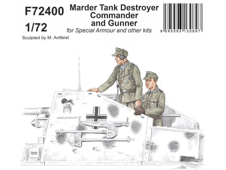 Cmk figurine F72400 Commandant et artilleur du chasseur de chars Marder pour Spécial Hobby et autres kits 1/72