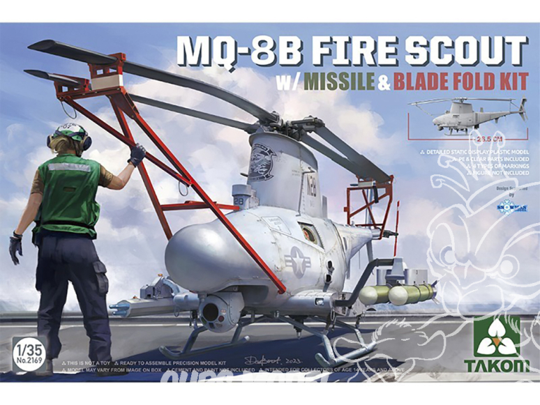 Takom maquette hélicoptère 2169 MQ-8B Fire Scout avec missile et kit d'hélice pliées 1/35