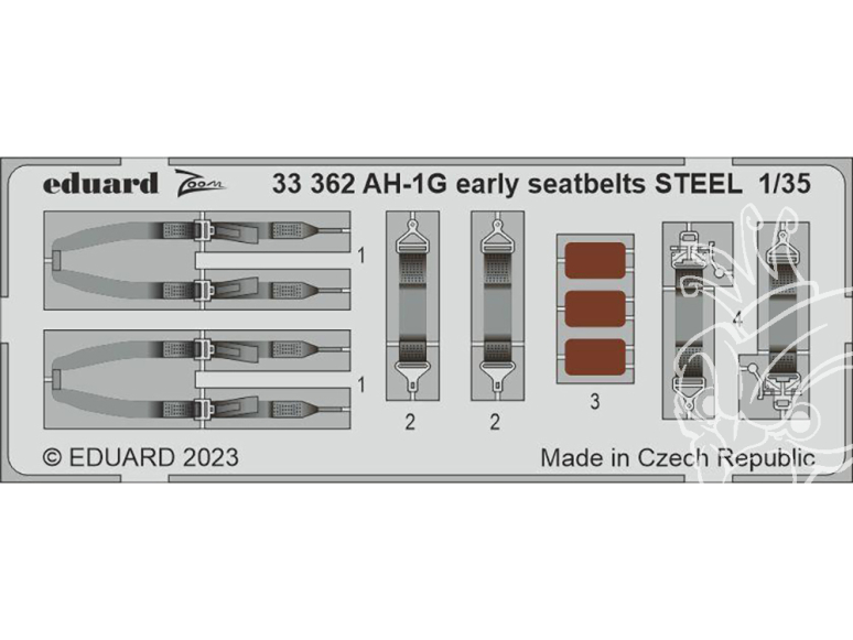 Eduard photodécoupe hélicoptére 33362 Harnais métal AH-1G Early Icm 1/35