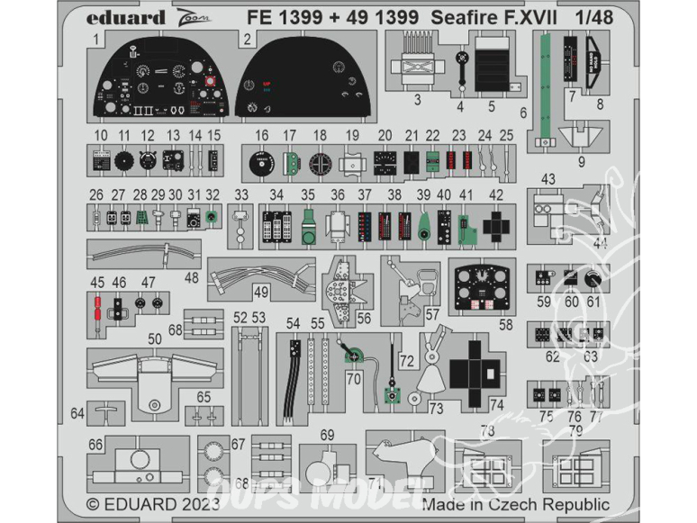 EDUARD photodecoupe avion FE1399 Zoom amélioration Seafire F.XVII Airfix 1/48