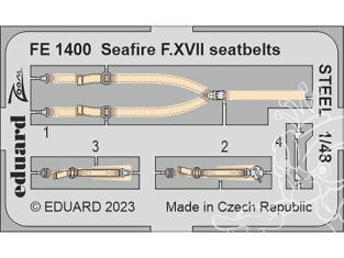 EDUARD photodecoupe avion FE1400 Harnais métal Seafire F.XVII Airfix 1/48