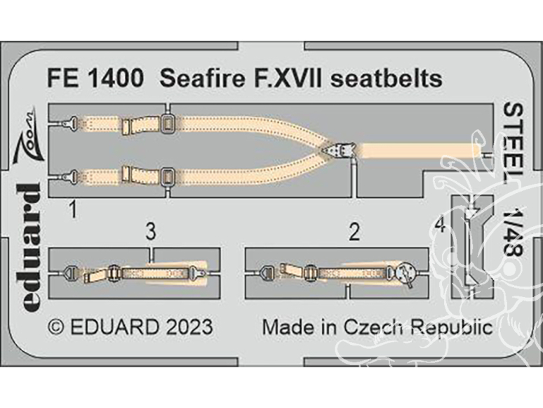 EDUARD photodecoupe avion FE1400 Harnais métal Seafire F.XVII Airfix 1/48