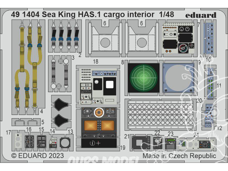 EDUARD photodecoupe hélicoptère 491404 Intérieur cargo Sea King HAS.1 Airfix 1/48