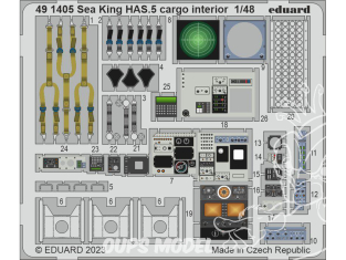 EDUARD photodecoupe hélicoptère 491405 Intérieur cargo Sea King HAS.5 Airfix 1/48