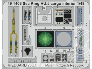 EDUARD photodecoupe hélicoptère 491406 Intérieur cargo Sea King HU.5 Airfix 1/48