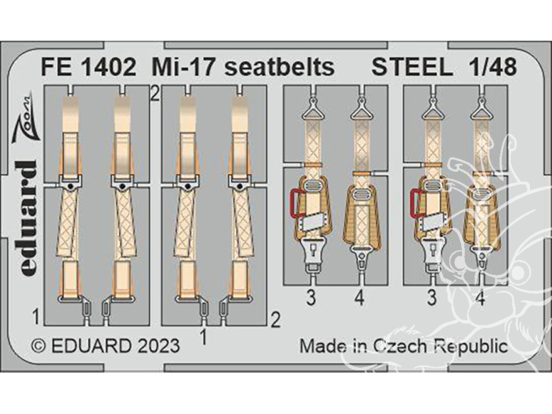 EDUARD photodecoupe hélicoptère FE1402 Harnais métal Mi-17 Trumpeter 1/48