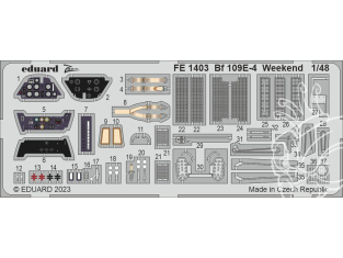 EDUARD photodecoupe avion FE1403 Zoom amélioration Messerschmitt Bf 109E-4 Weekend Eduard 1/48