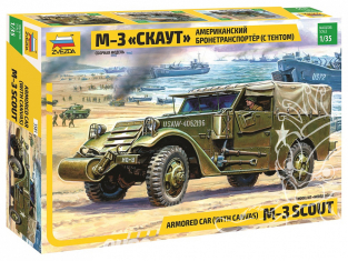 Zvezda maquette plastique 3581 Véhicule blindé de transport de troupes américain avec auvent M3 "Scout" armée Francaise 1/35