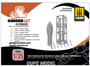 Ginger Cat accessoire GC35223 30cm Nebelwerfer Rockets & Containers transport type métal 1/35