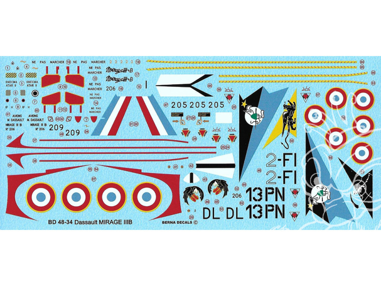 DECALQUES BERNA DECALS BD48-34 Dassault Mirage IIIB 1/48